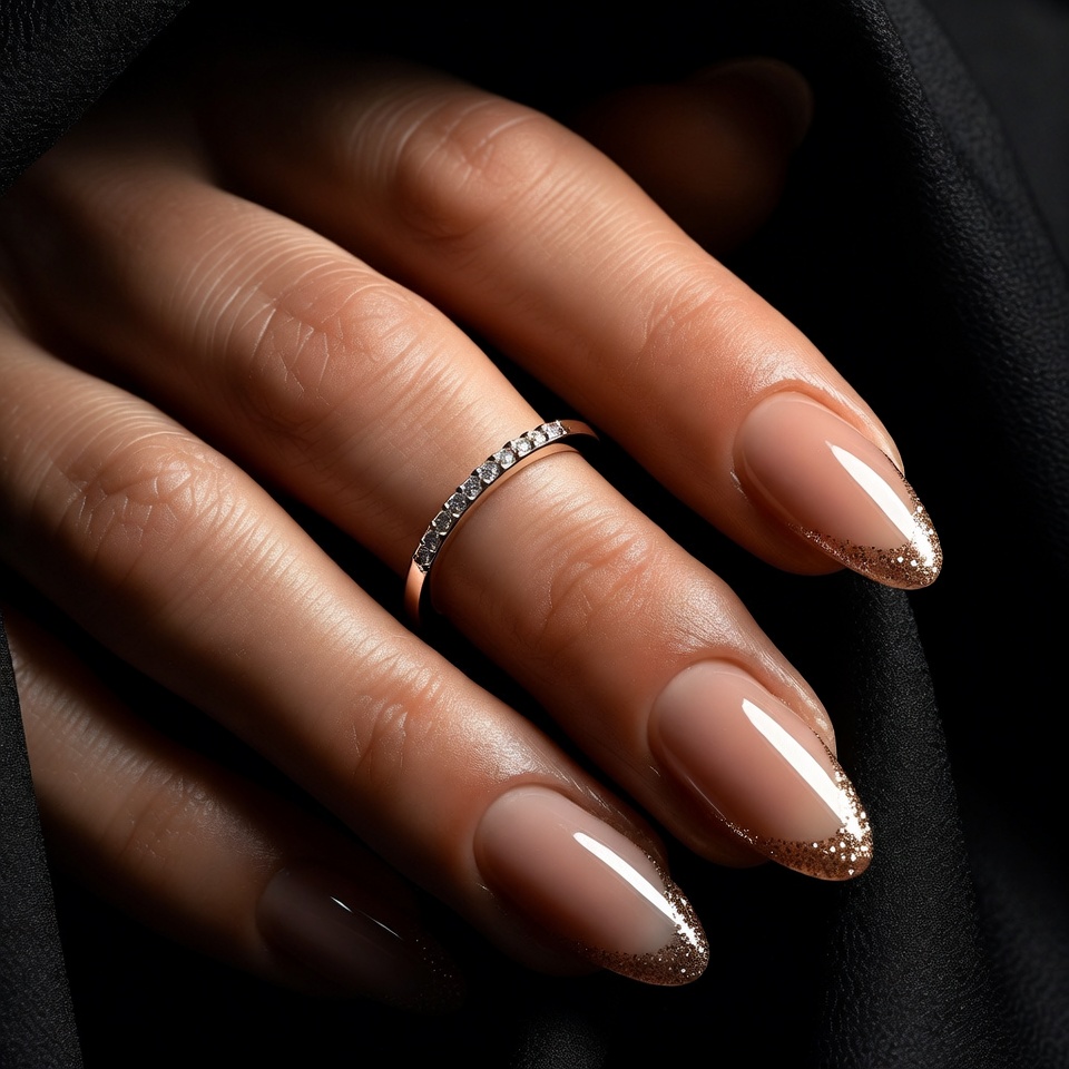 Elegant manicured nails with gold detailing